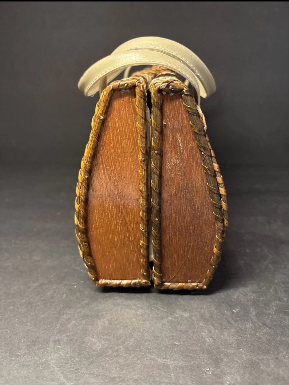 Vintage Olympic Wicker Box Purse Barrel Bag Mid Century Coquette Cottage - Picture 3 of 13